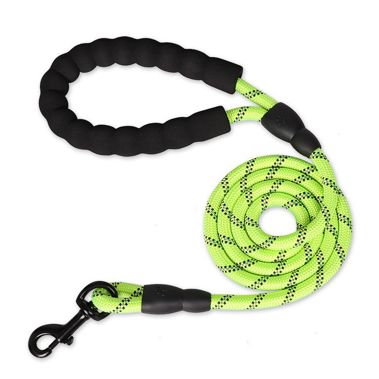 Hundkoppel i nylonrep med reflexer och vadderat handtag – grön