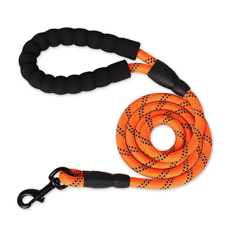 Hundkoppel i nylonrep med reflexer och vadderat handtag – orange