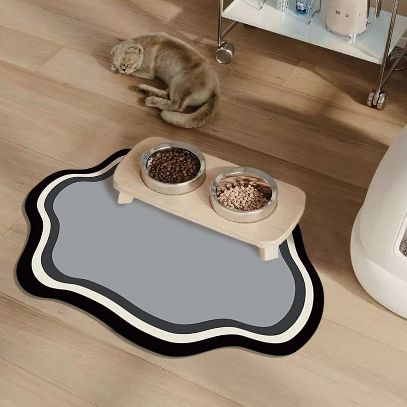 Matmatta för hund och katt i vågform, grå