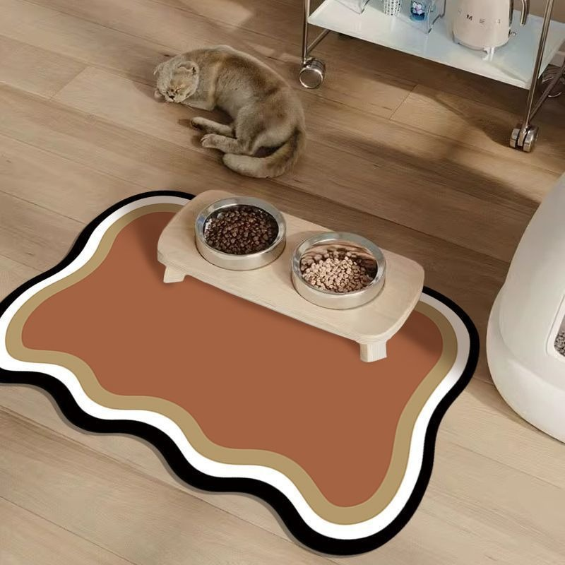 Matmatta för hund och katt i vågform, terrakotta
