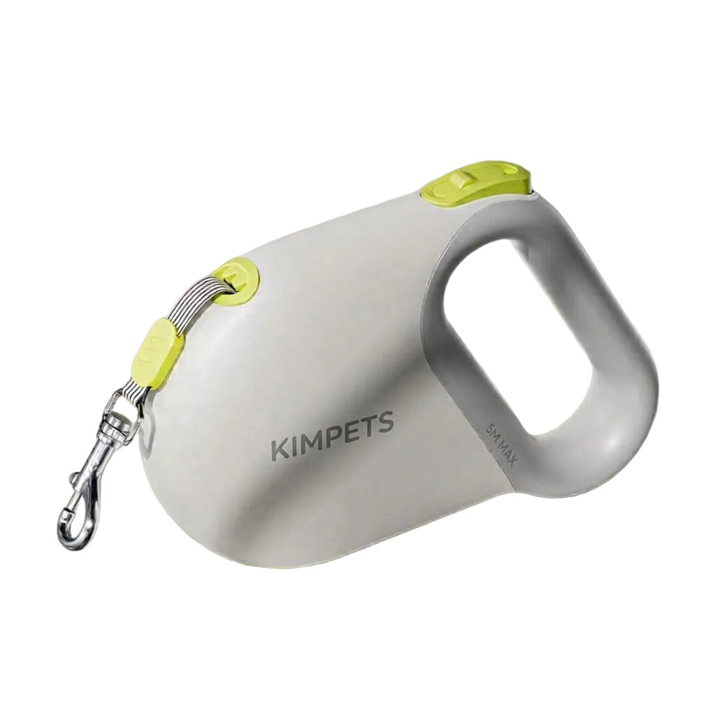 Rullkoppel med ergonomiskt handtag för hund och katt – grå/grön