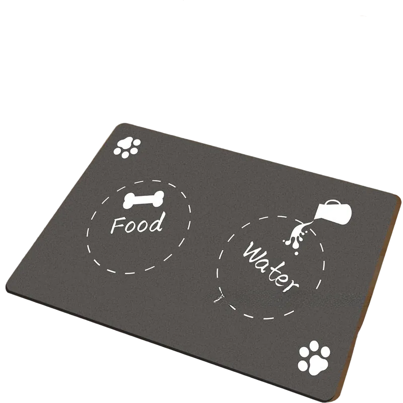 Matmatta med mönster för hund och katt – mörkgrå Food & Water