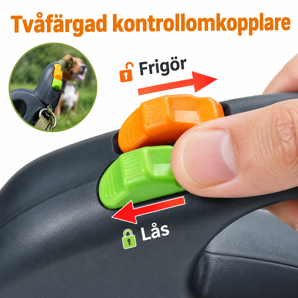 Dubbelt rullkoppel – två låsknappar för varje koppel