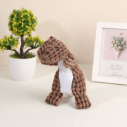 Hundleksak dinosaurie med pip i majsfiber – brun