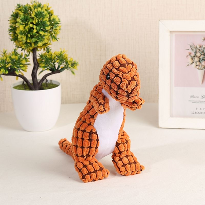 Hundleksak dinosaurie med pip i majsfiber – orange