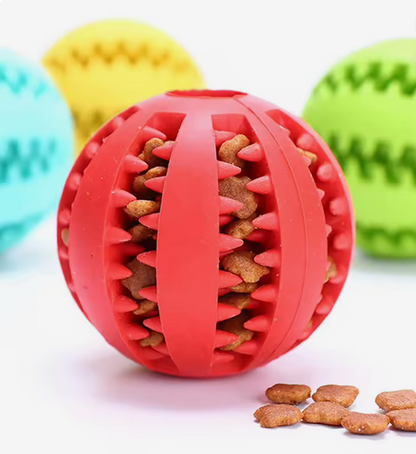Godisboll för hund i gummi med tandrengörande räfflor – fylld med hundgodis