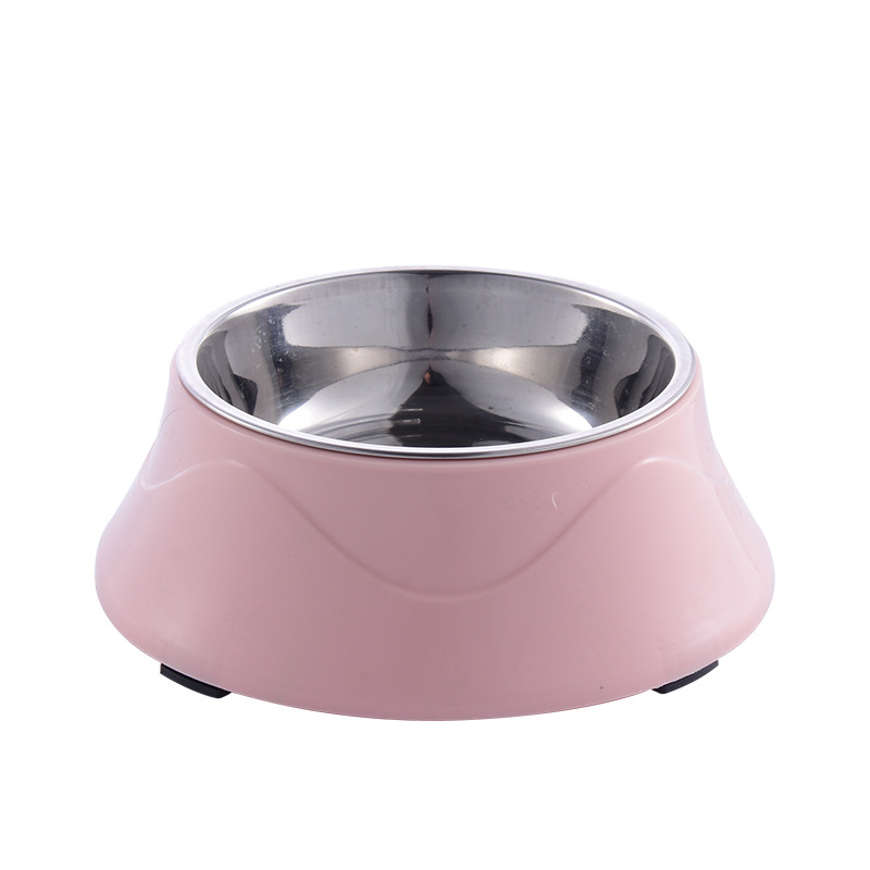 Hundskål och kattskål med rostfri insats och halkfria fötter – rosa