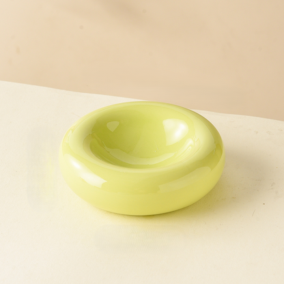 Donutformad kattskål i keramik, limegrön