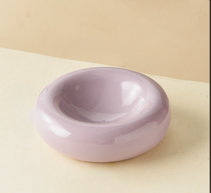 Donutformad kattskål i keramik, ljuslila