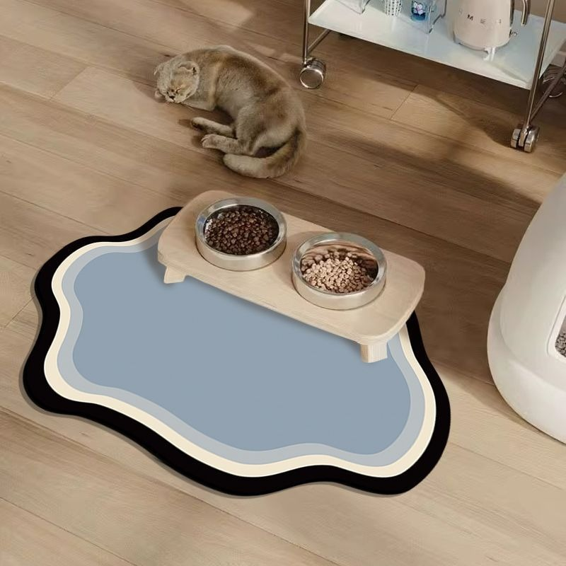 Matmatta för hund och katt i vågform, blågrå