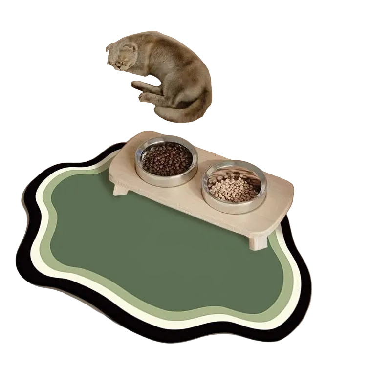 Matmatta för hund och katt i vågform, grön