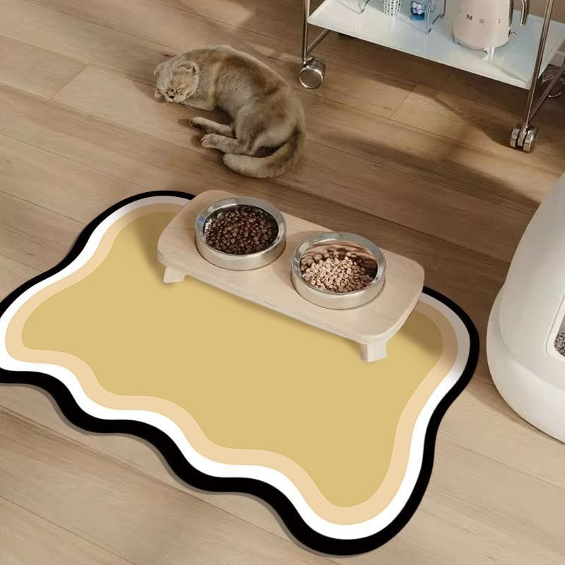 Matmatta för hund och katt i vågform, gul