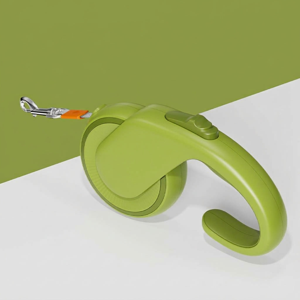 Rullkoppel för hund och katt med låsknapp – grön