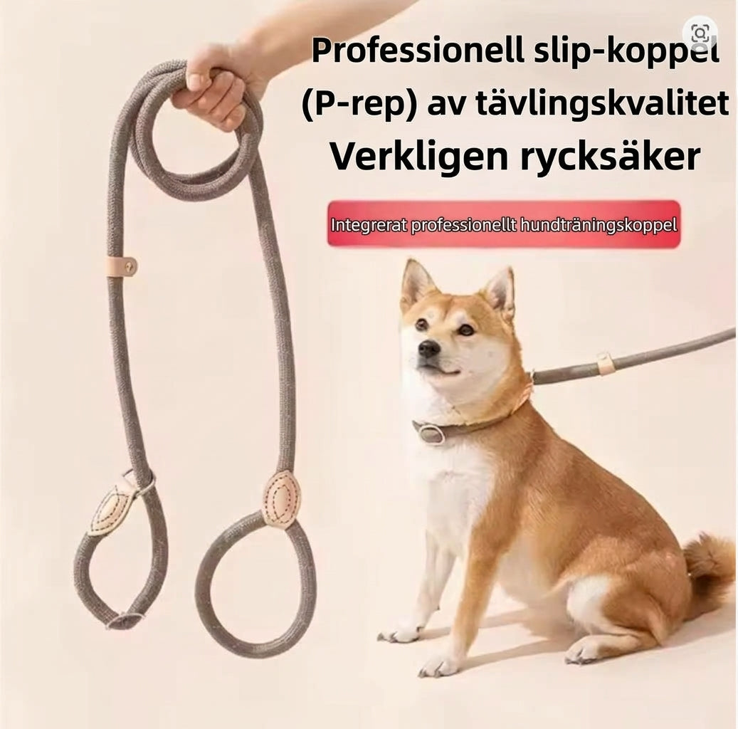 Slip-koppel P-rep för hund i flätat rep – hund i koppel